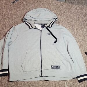 Nike Gray Zip-Up Hoodie with Black Accents. Flaw In Zipper. At The Top.